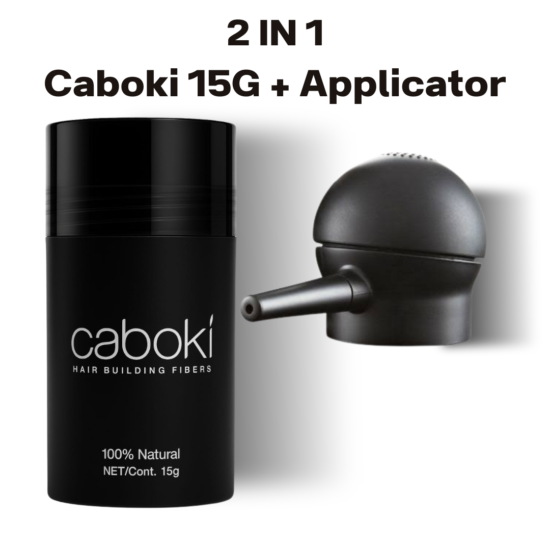 2 in 1 Caboki 15g Hair Building Fiber with Applicator – Instant Hair Thickening Powder for Men & Women, Covers Bald Spots & Thinning Hair, Natural Look, Easy Application with Precision Spray Tool,