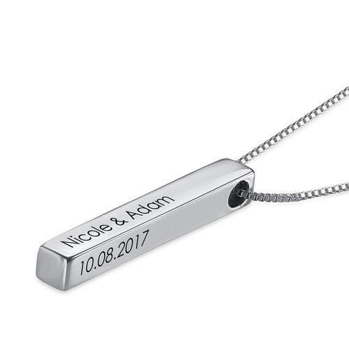 Engrave 3D Silver Bar necklace