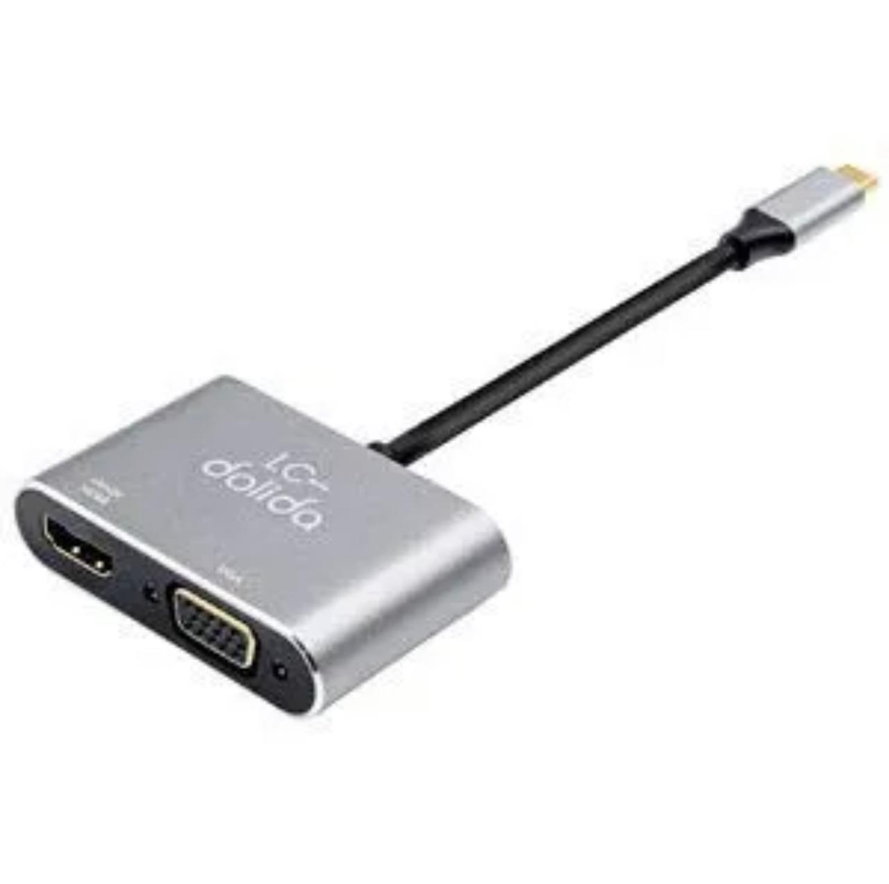 Type C To HDMI VGA 3.5mm Aux Adapter Cable USB 3.1 Type C To VGA Multiport Adapter USB C To HDMI 4K UHD Converter Port HUB