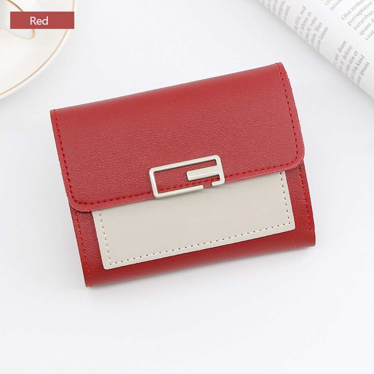 Fancy Small Hand Clutch for Girls, Compact PU Fabric with 7 Card Slots, Button Closure, Trendy Design