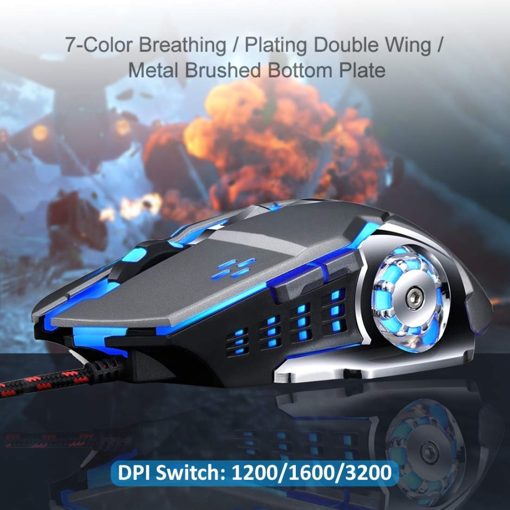 Wired eSports Gaming Mouse (RGB colors)- 3200 DPI Optical USB Mouse - 6 Buttons with Side Buttons - Ergonomic Braided Cable - Redragon, G940, Skylion C9 - For PC Laptop Computer