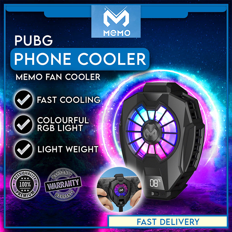 MEMO Dl05 Phone Radiator Mobile Cooling Fan Game Cooler RGB | LED Display | Gaming Fan For PUBG Phone Cooler , FREEFIRE - Gaming Case Cold Wind Handle Fan Cool Heat Sink Semiconductor Adjustable Mobile Game Cooler System Cooling Fan | Light Gamepad Holder