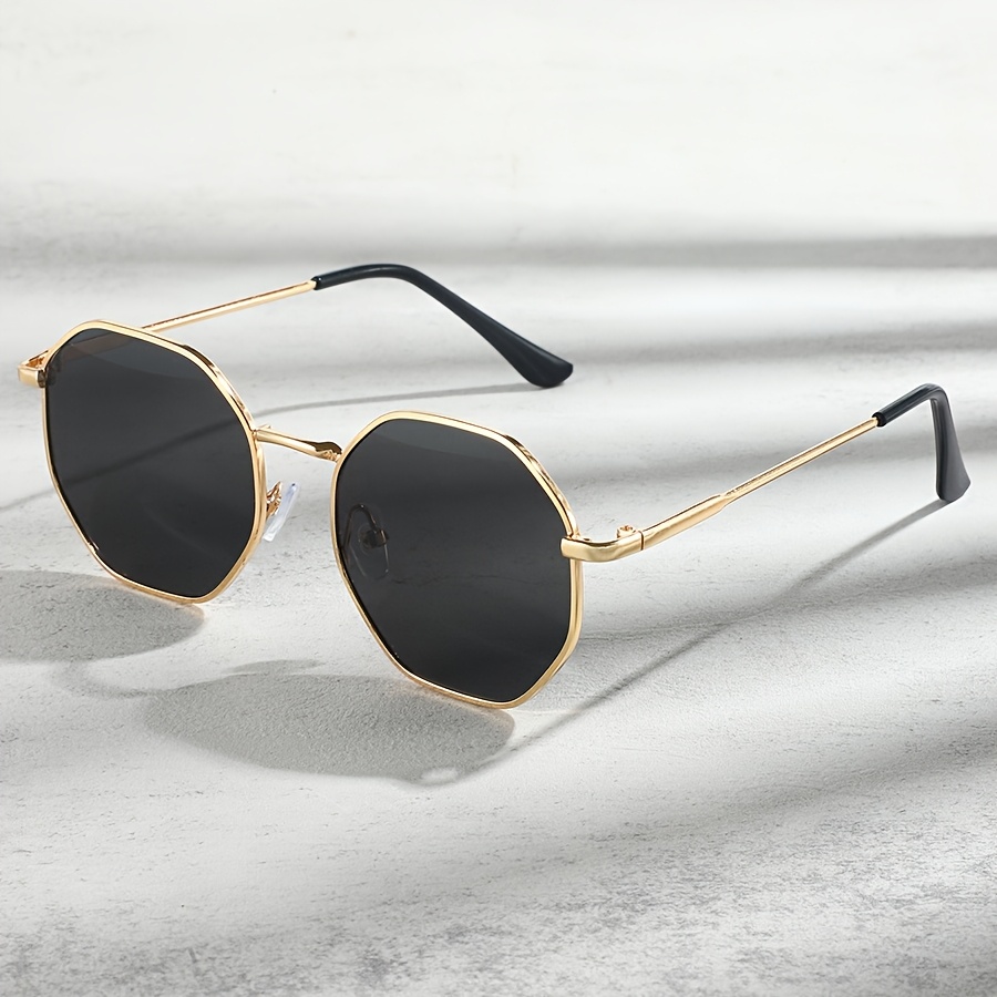 2025 Trendy Metal Frame Sunglasses For Women - Octagon Metal Driving Sunglasses For Men - Retro Polygon Gradient Mirror Sunscreen Sun Glasses For Girls