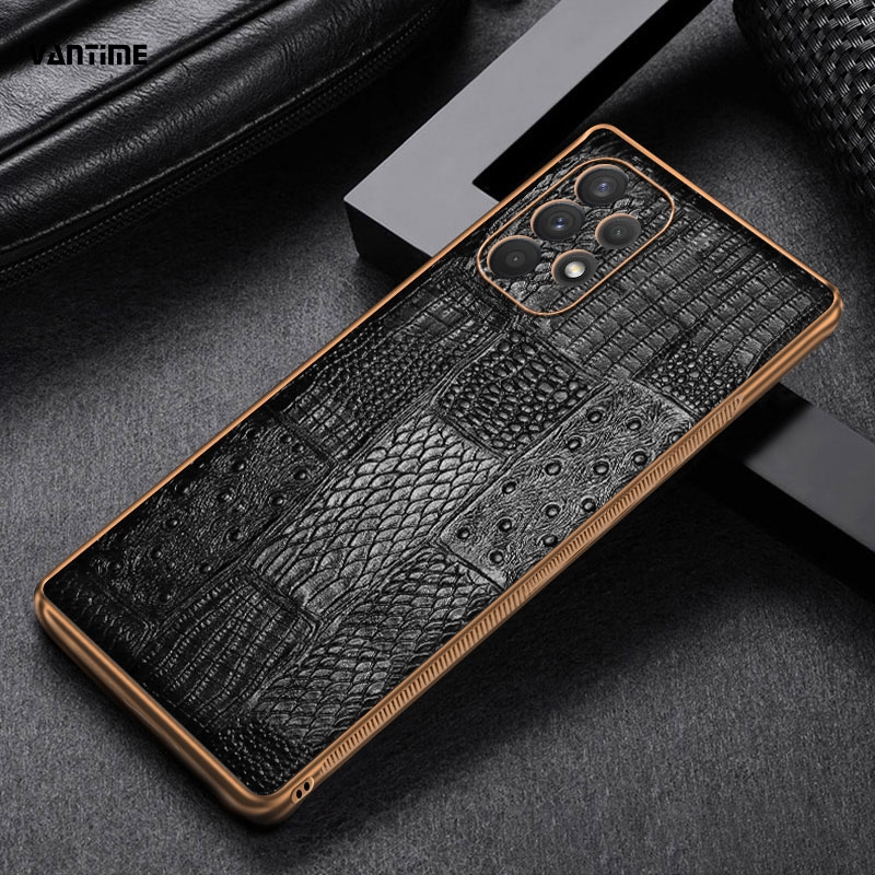 Vantime for Samsung Galaxy A32 4G Case Soft Plating Frame Matte Leather
