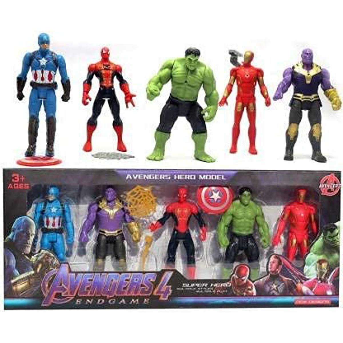 Avengers Superhero Action Figures Set Pack of 5 with Accessories for Kids