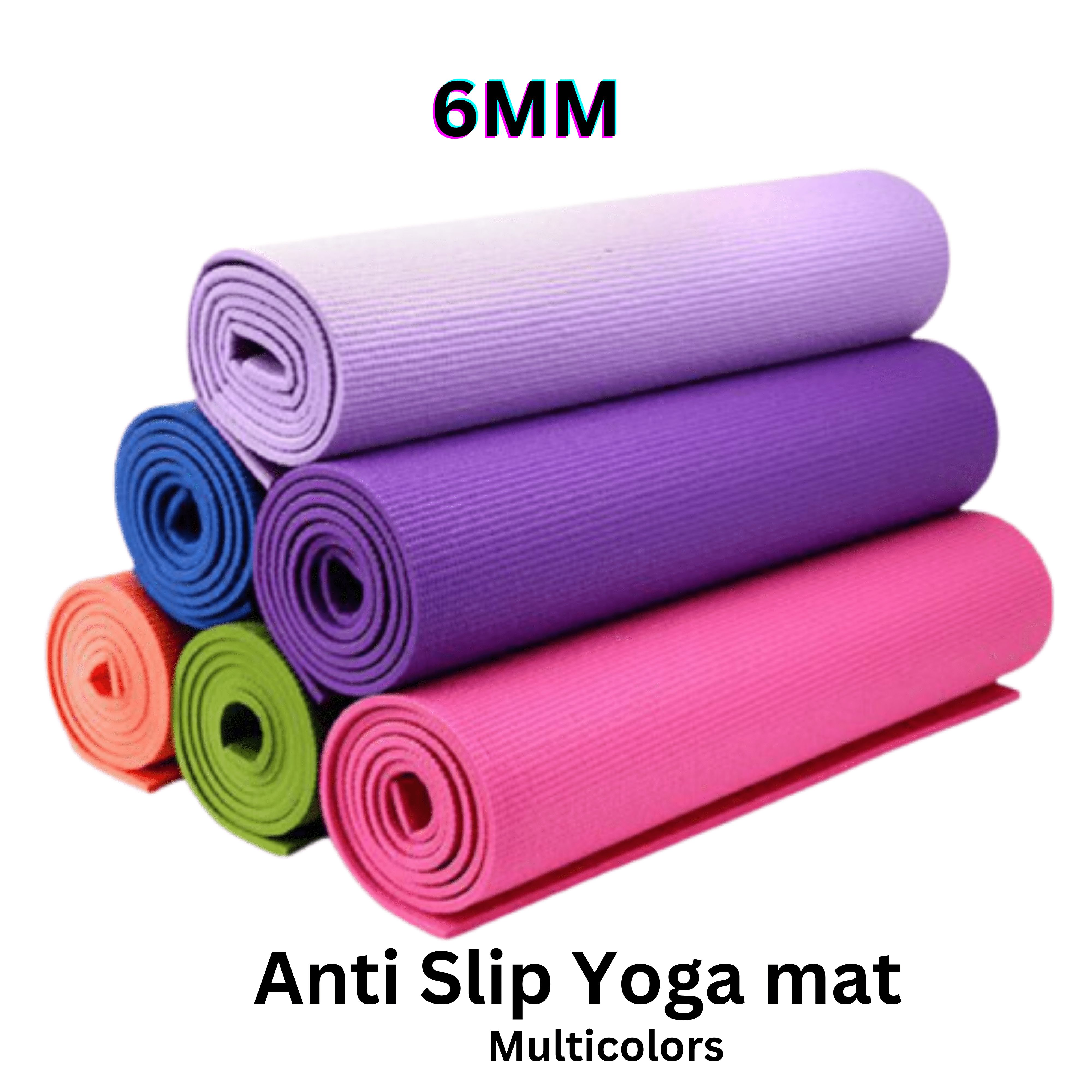 Premium Yoga Mat 6mm Anti-Slip | Lightweight Exercise & Gym Mat for Men & Women | Home Workout & Yoga Practice | Free Shoulder Strap (72 x 24 Inch)