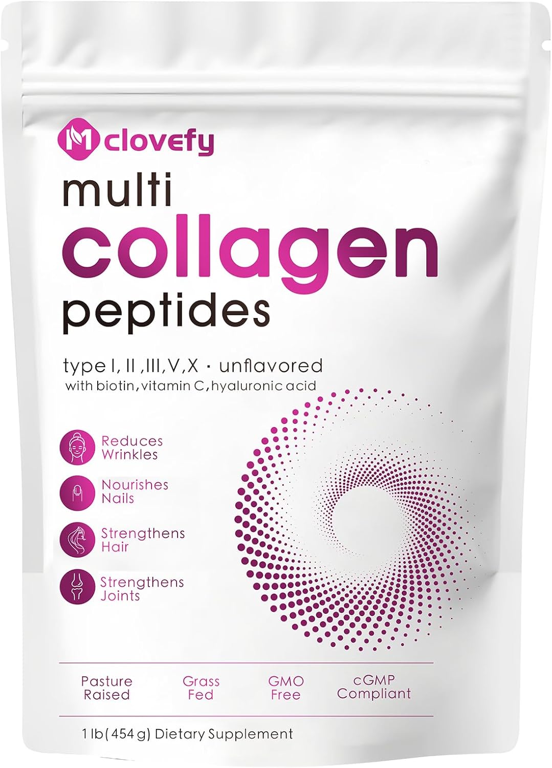 Multi Collagen Peptides Powder, 300 grams  - Easily Mixes in Drinks