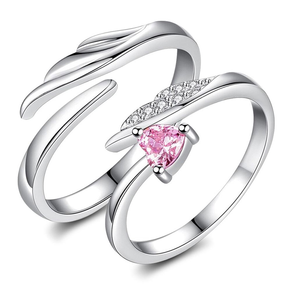 Jewelicious 925 Sterling Silver Couple Ring - Fashionable and Elegant Open Engagement and Wedding Band for Anniversary and Wedding Celebrations.