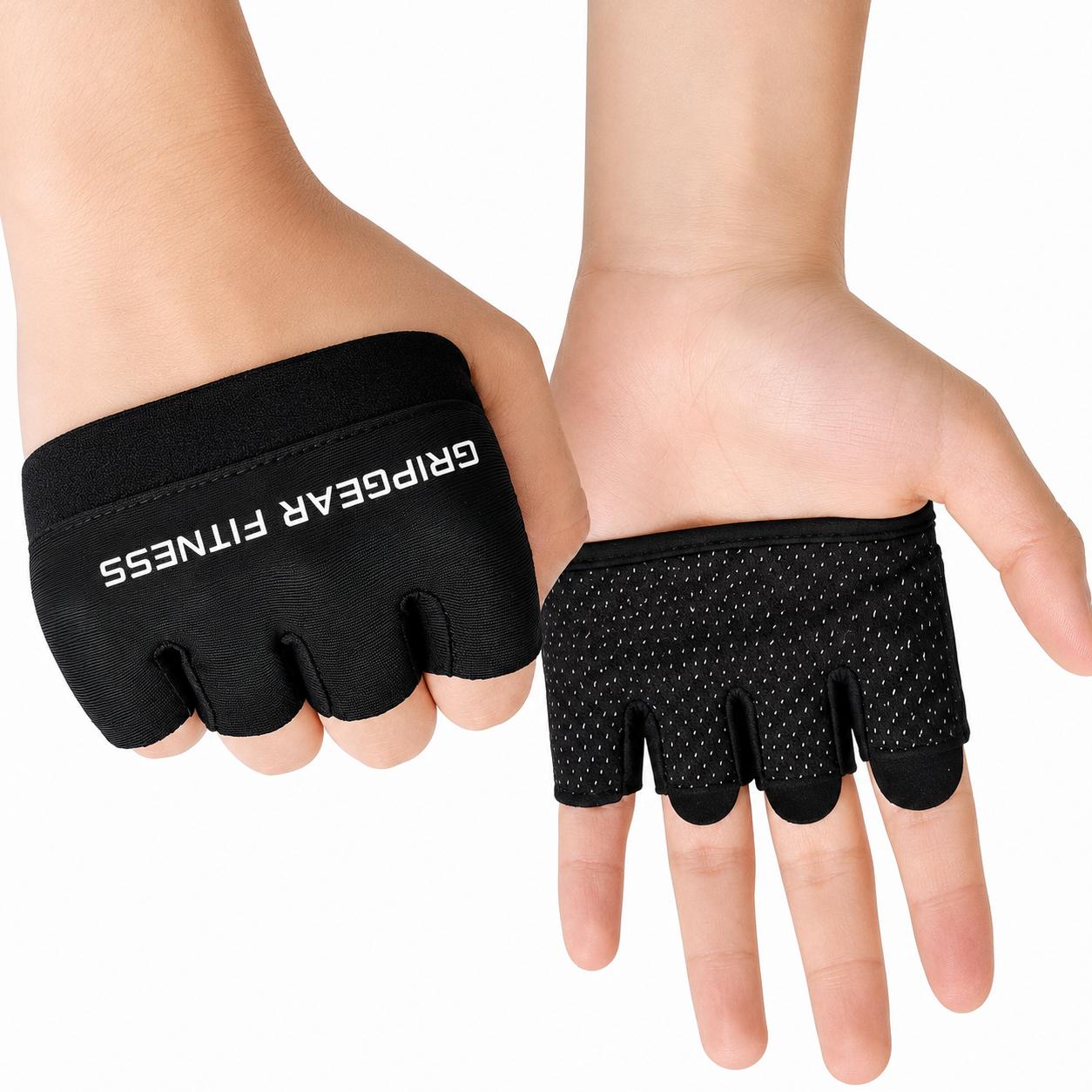 Finger Gloves for Men & Women, Non Slip Palm Grip Workout Gloves for gym, Breathable Weight Lifting Gloves for Gym, Dumbbell, Cycling, Training, Exercise & Fitness â€“ Black Pair