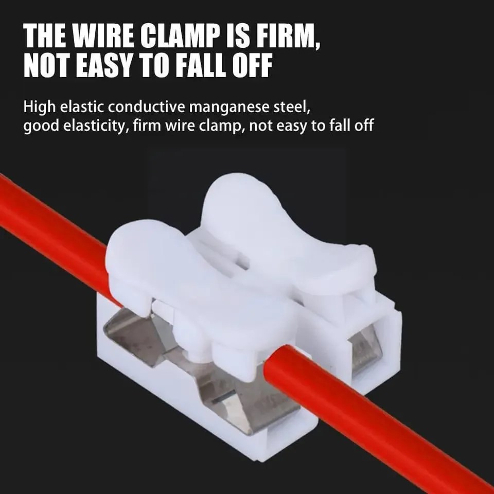 Cable Clamp Wiring Terminal Block Spring Wire Connection Push Type, 2 CH Quick Connector 