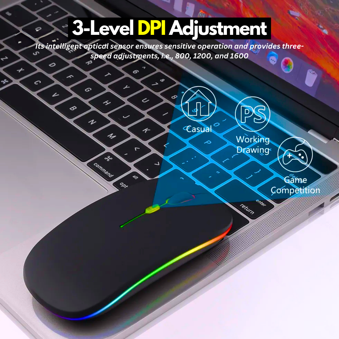 FunBug Wireless Gaming Mouse RGB with 6 Buttons & 3-Levels DPI Control - Breathing LED Light 2.4G Optical Wireless Mouse with MousePad & Side Buttons for Girls PC, Gaming, Laptop, Pubg, Mobile, Pad, OS, Windows - By FunBug