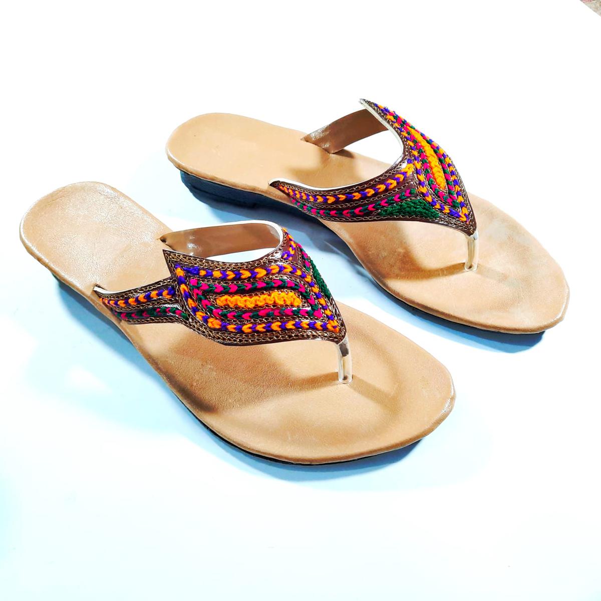 Aneesa Collections Womens Flat Sandals Cotton Material Comfortable Casual Party Wear