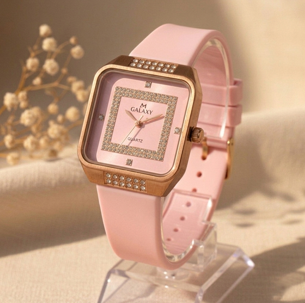 Korean-Style Square Dial Wrist Watch For Women Girls Ladies
