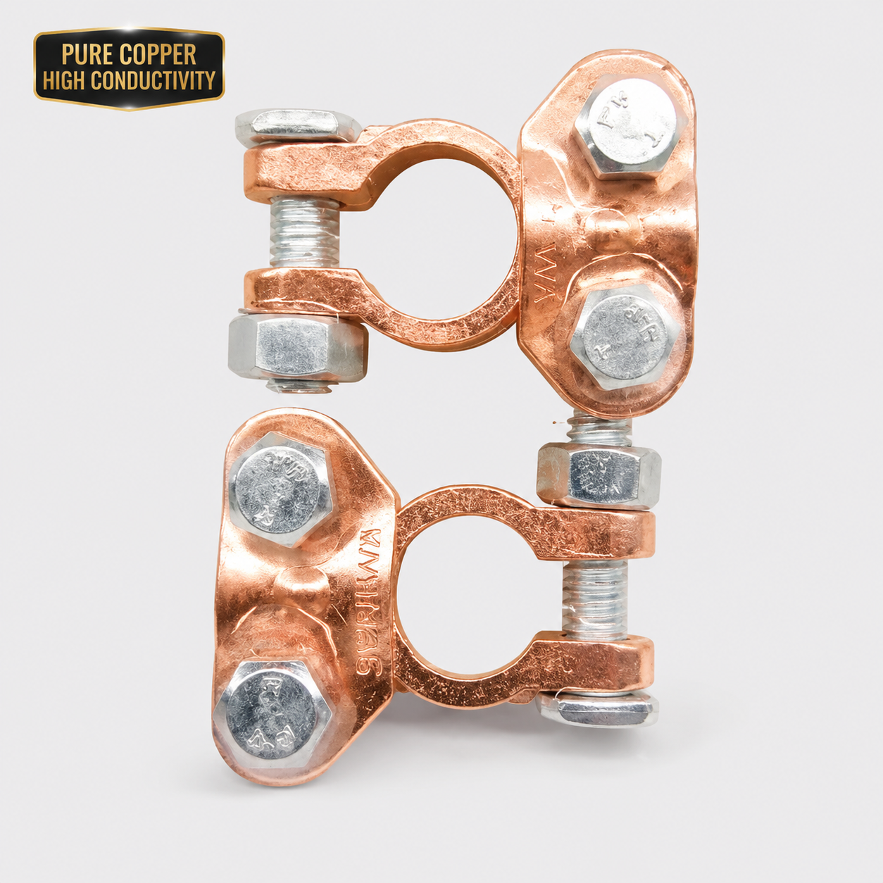 Pure Copper Battery Terminal Connector Clamps Pair for 12V Car, Truck & Motorcycle Battery | Positive & Negative Battery Terminal Set | Heavy Duty Corrosion Resistant