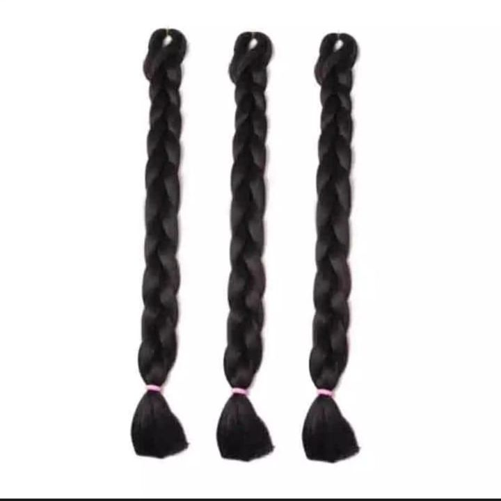 Pack Of 3 - 24 Inch Synthetic Braided Hair Extension For Women - Natural Brown
