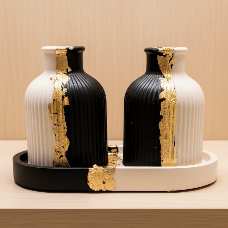 Home Decoration Items & Room Decor  Elegant Table Decoration Pieces (Modern Concrete Vase & Tray Set)