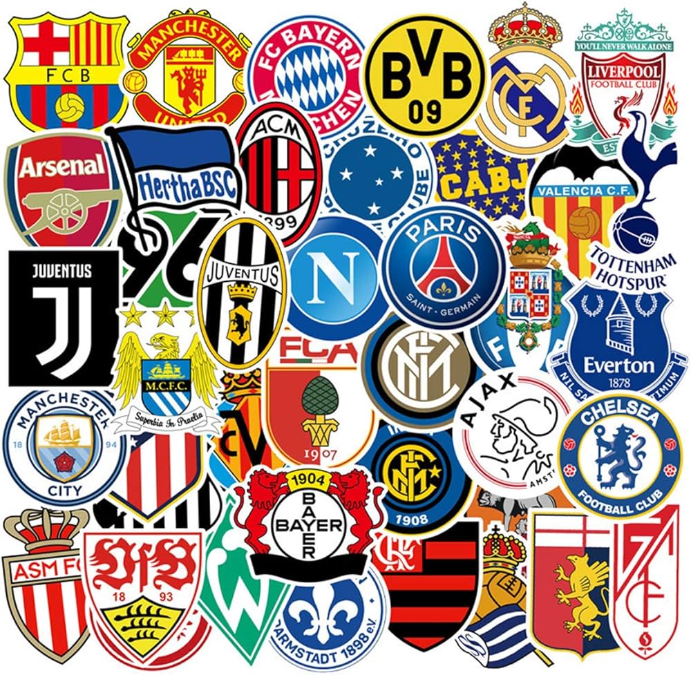 10 / 15 Pcs Football Club Logo Sticker Pack – Soccer Teams, Sports Logos, Fan Gear – Laptop Stickers, Stickers, Decals, Mobile Stickers