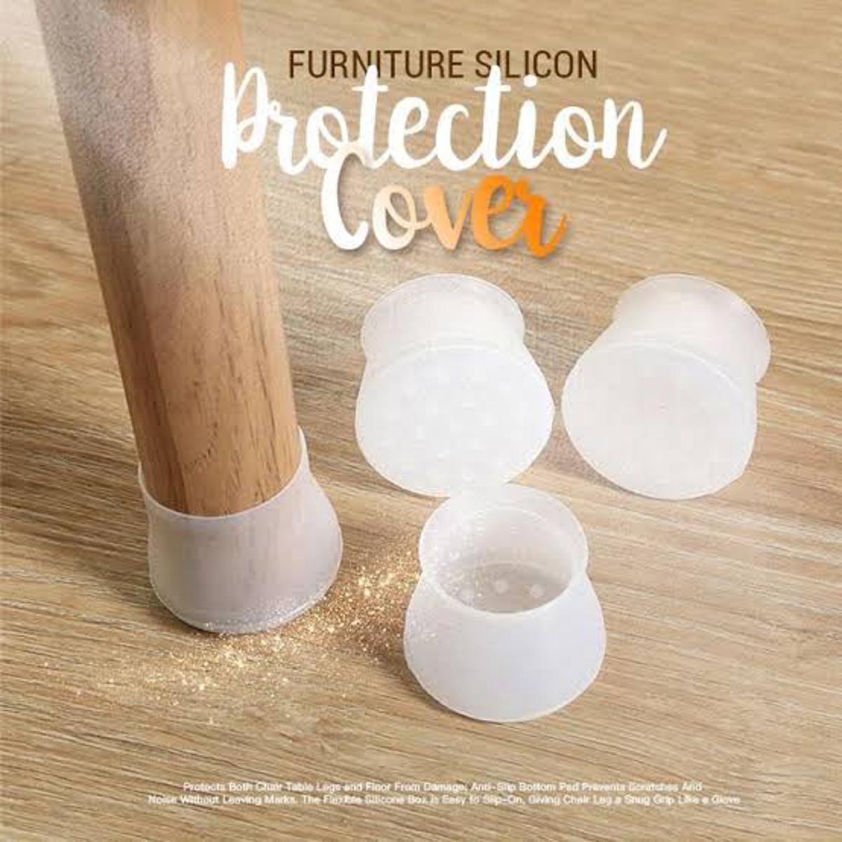 Pack of 4 - Chair Leg Silicone Protection Covers, Anti-Slip Table Feet Pad Floor Protector, Prevents Scratches and Noise, Sound Proof Safe Rugs and Carpets