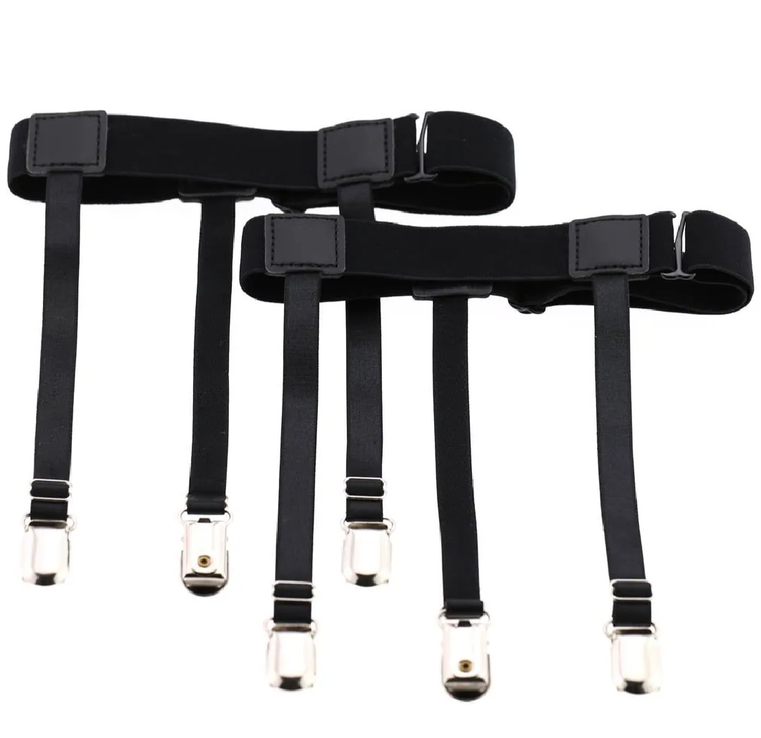 Top Quality Adjustable Thigh Garter Shirt Stays | Men & Women Elastic Shirt Holder Belt with Anti-Slip Locking Clips | Anti-Wrinkle Shirt Tucker
