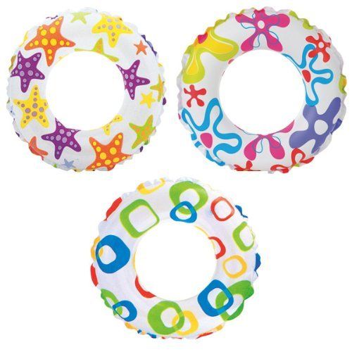 Intex 59230 / 59241 Recreation 20/24 Inch Lively Print Swim Ring Summer Fun Float Inflatable For Kids Baby Swimming Pool Ring Tube 3+ year age