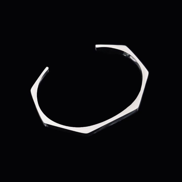 Stainless Steel Hexagon Cuff Bangle - Elegant Hexagon Mens Cuff - Best Gift For men