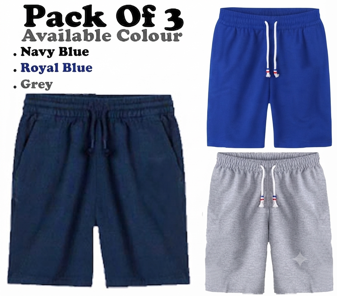 Summer Collection Pack Of 3 Summer Cotton Jersey Shorts For Men
