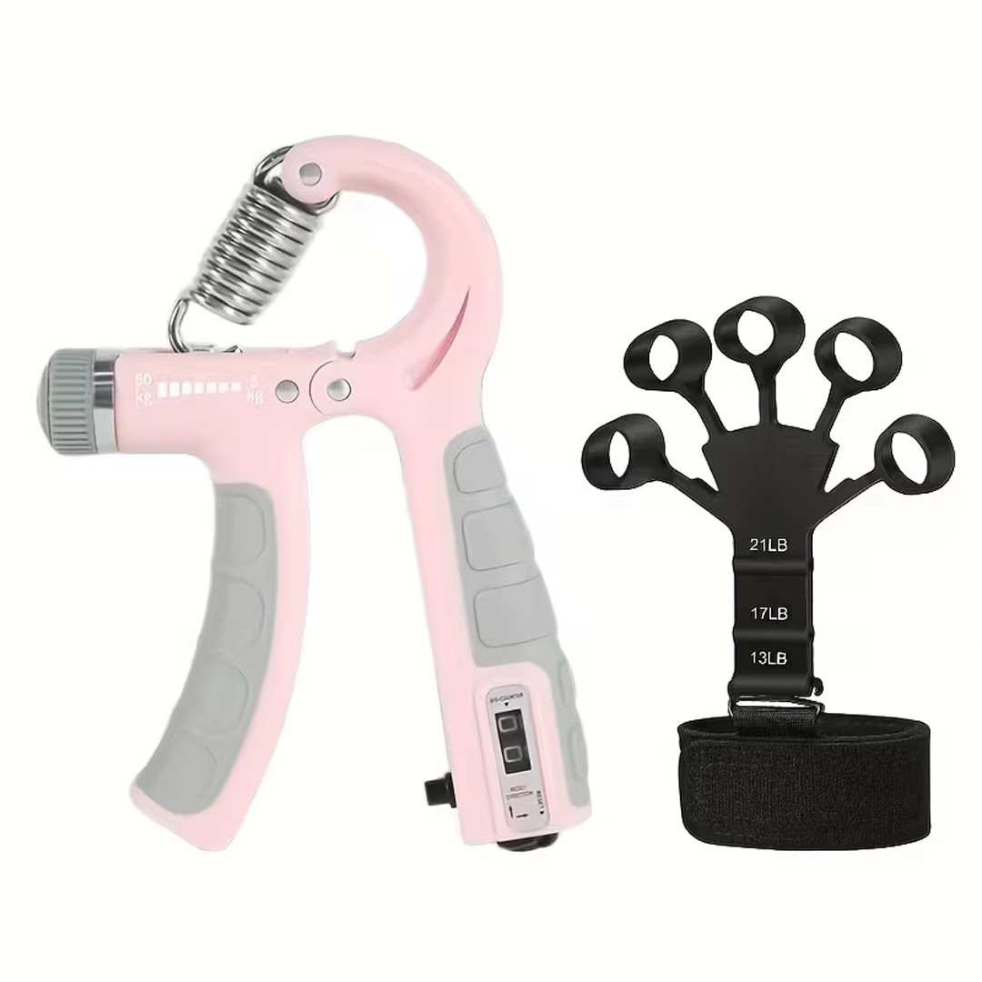 Adjustable Resistance Hand Strength Trainer, Mechanical Counting Grip and Silicone Finger Exerciser, Improving Grip and Pinch, Muscle Training, Hand Gripper for Men & Women Hand Grip Strengthener for Forearm, Wrist & Finger Workout Fitness Equipment