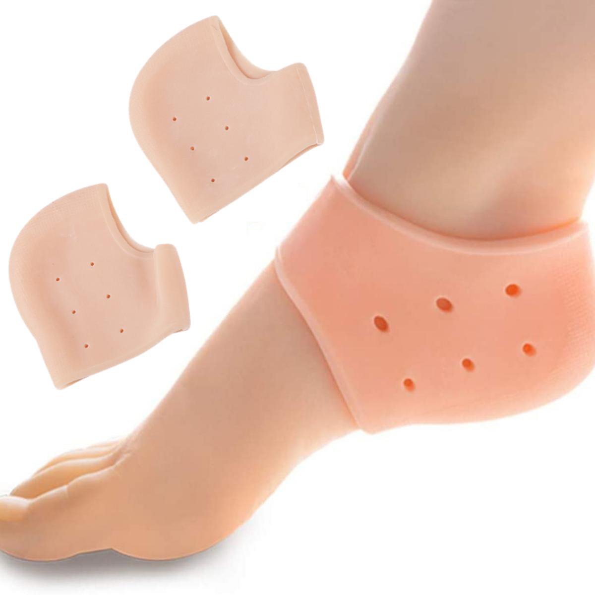 Silicone Heel Pads, Anti Crack Heel Protector, Heel Protectors Set, Silicone Half Heel Anti Crack Covers, Silicone Moisturizing Gel Heel Anti-Crack Socks, Breathable Heel Cups, Breathable Heel Pads Cushion Protectors for Men & Women