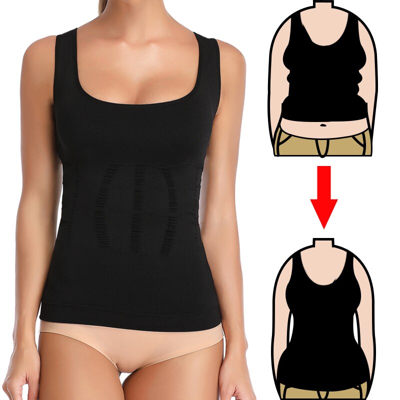 Women's Tank Top Cami Shaper Removable Pads Tummy Control