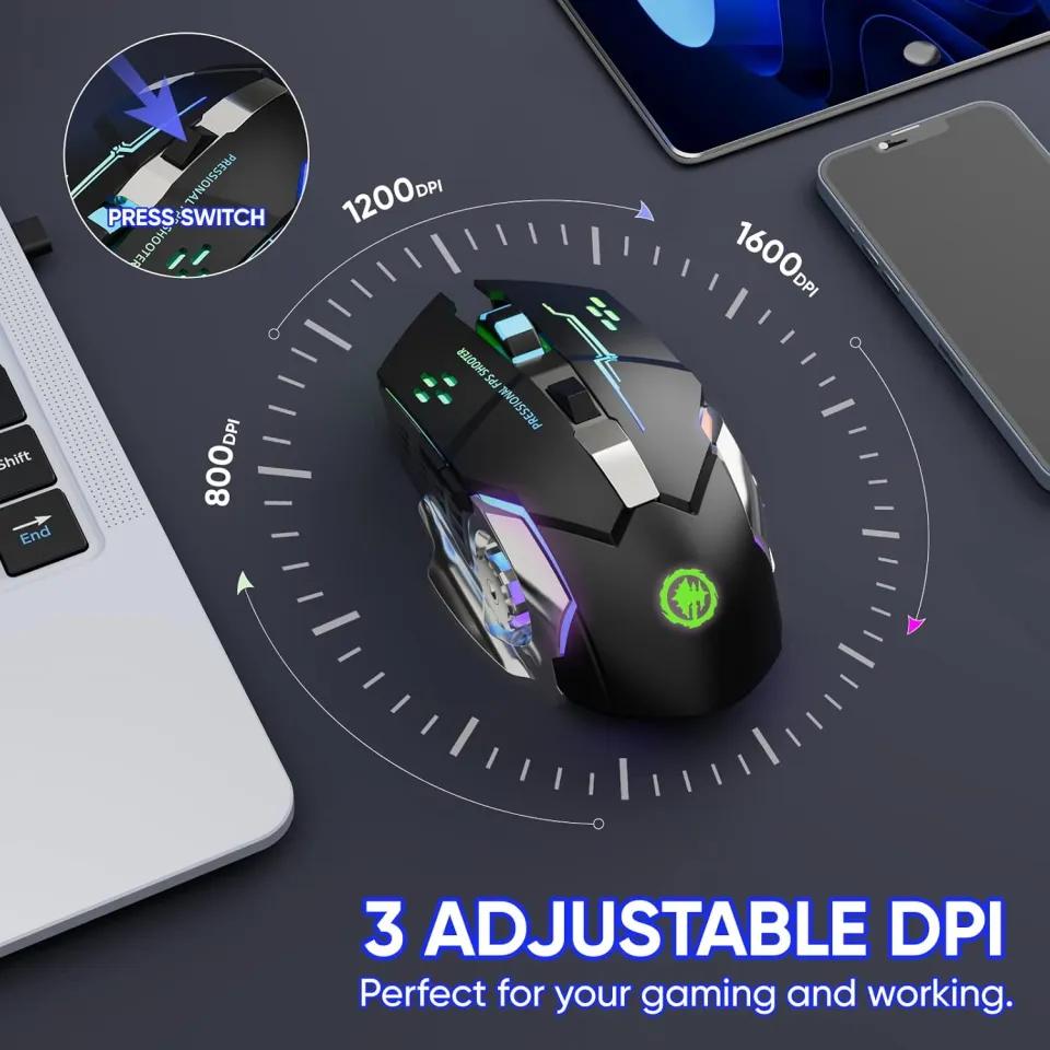 PRO WIRELESS GAMING MOUSE 6D 2.4GHZ+BLUETOOH DUAL MODE RGB RECHARGEABLE LONG BATTERY TIMING