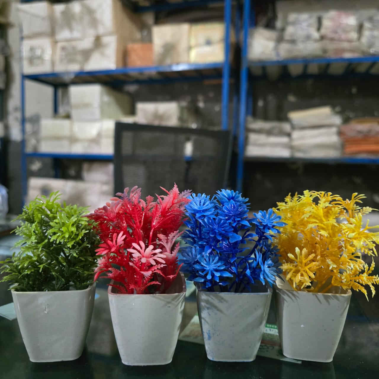 Pack of 4 Artificial mini Plants Artificial Flower pots set Premium quality flower pot indoor outdoor plants table flowers