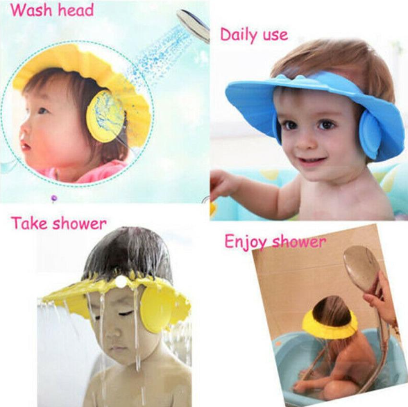 Baby Shower Cap Adjustable Hair Wash Hat For Kids Ear Protection Kids Shampoo Cap Durable Protect Eye Water-proof
