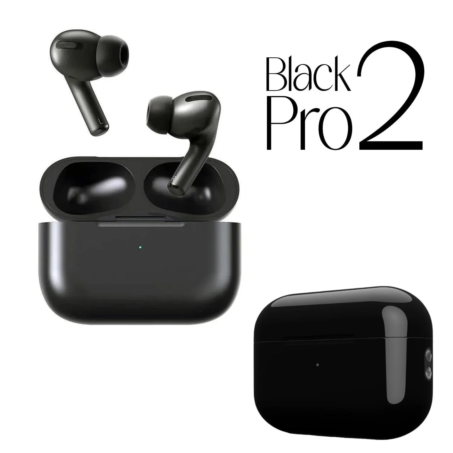 Pro 2 Black Wireless Earbuds - TWS Bluetooth 5.3 Earphones with Charging Case, Touch Control, Noise Reduction & Deep Bass (Complete Box Pack)