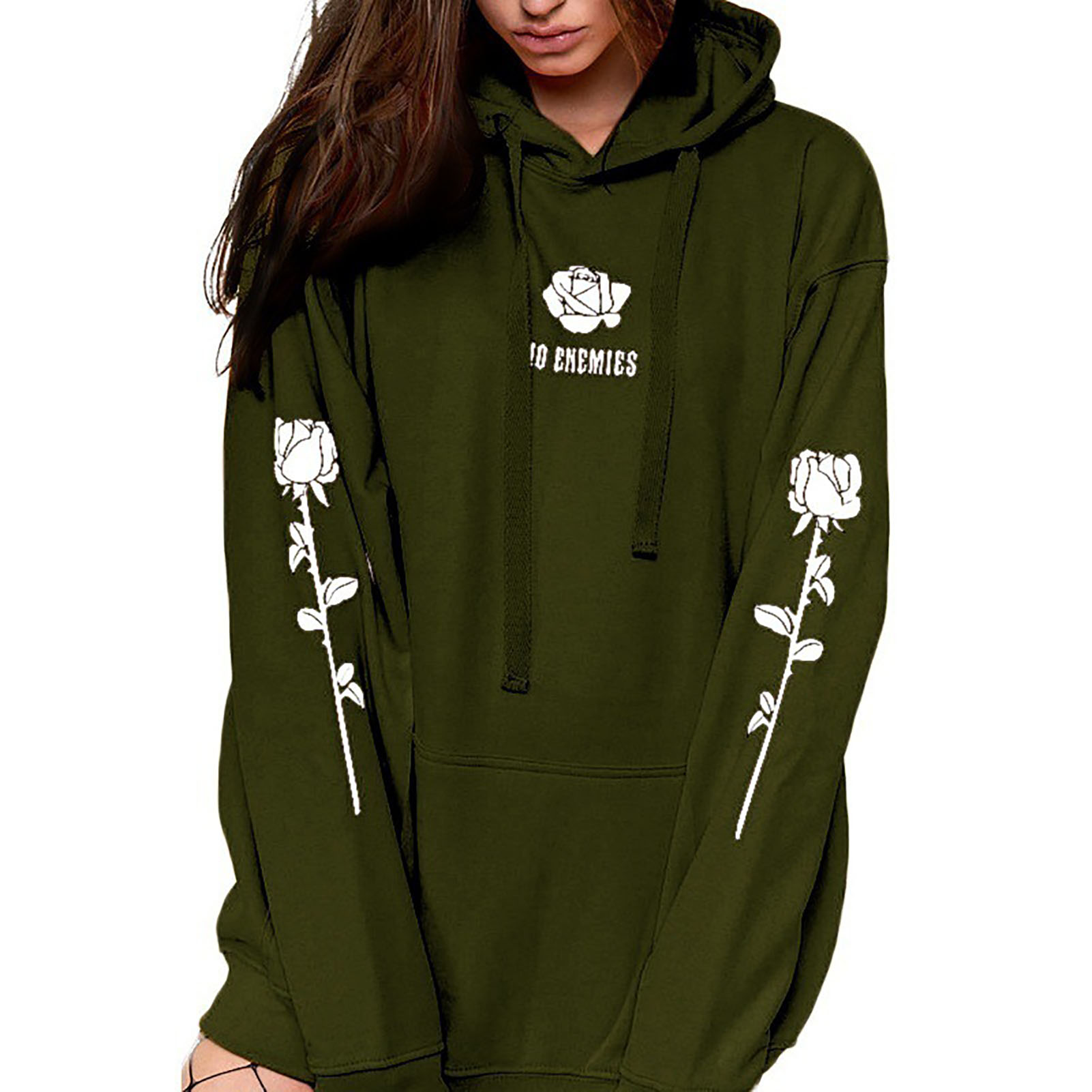 Green hoodie hotsell with rose