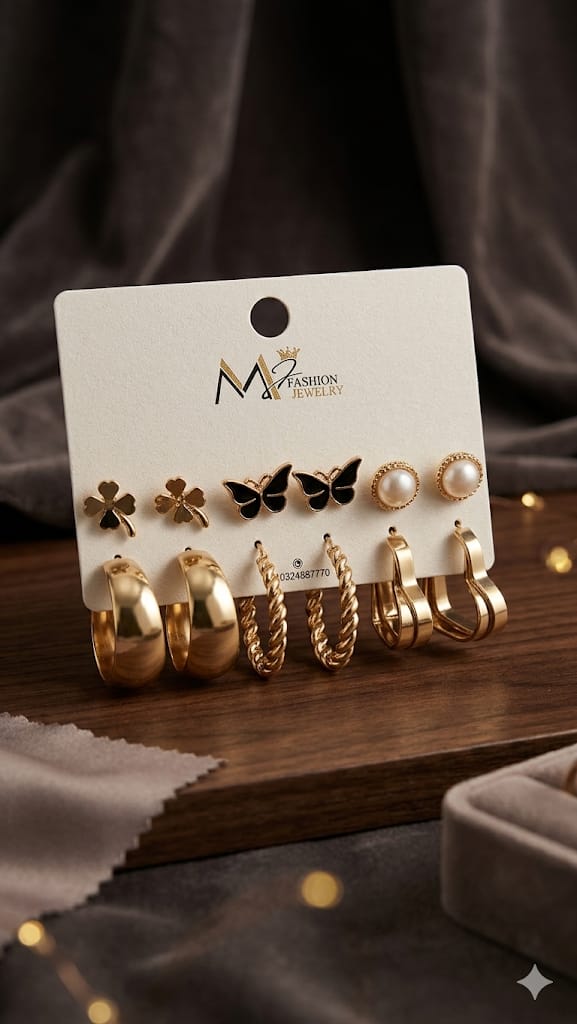 Pack Of 12 - Earrings Tops Fashion Women trendy stylish girls EarringE-5642