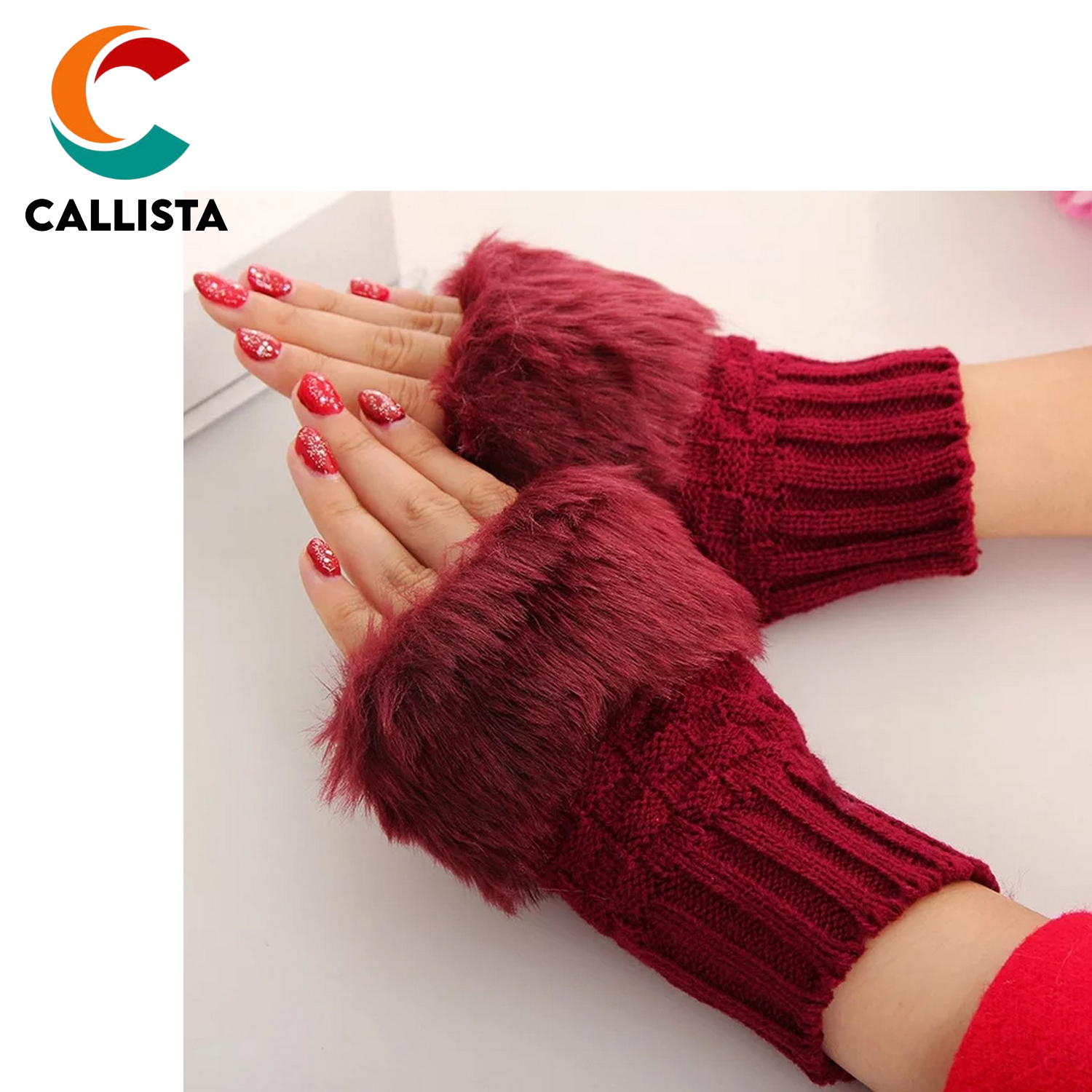 CALLISTA Wool Gloves Fancy Winter Women Girls wool Gloves Knitting wool gloves Keep Warm Short Mitten Fingerless Lady Girl Half Finger Gloves
