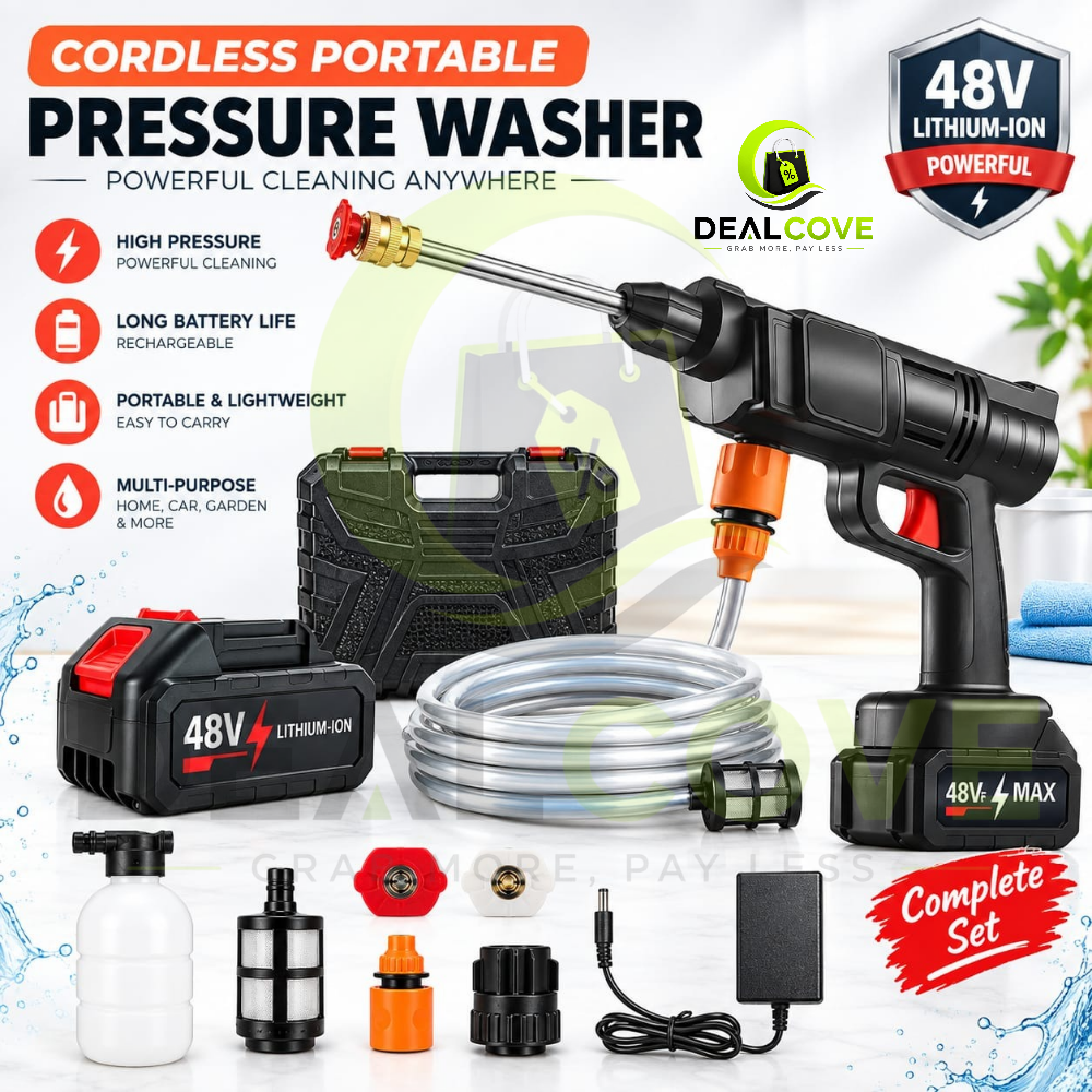 Rechargeable Pressure Washer - Car Washer Pump - 48Vf Pressure Washer Gun - Car Washer Gun - 30Bar Portable Car Washer Gun High Pressure - Car Wash Spray Gun - Solar Panel Cleaner - Electric Pressure Pump Power Washer for Car/Fence/Wall/Floor Cleaning