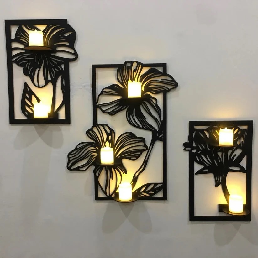 Decorative Butterfly Wall Shelf, Decoration Candlestick, Wall Décor Ideas, Wooden Wall Shelves | New Premium Wooden Wall Art Big Size I Wall Decor Art for bedroom I DIY Design Decoration Piece for Home Decor I Home Furniture Candle (Light not include)