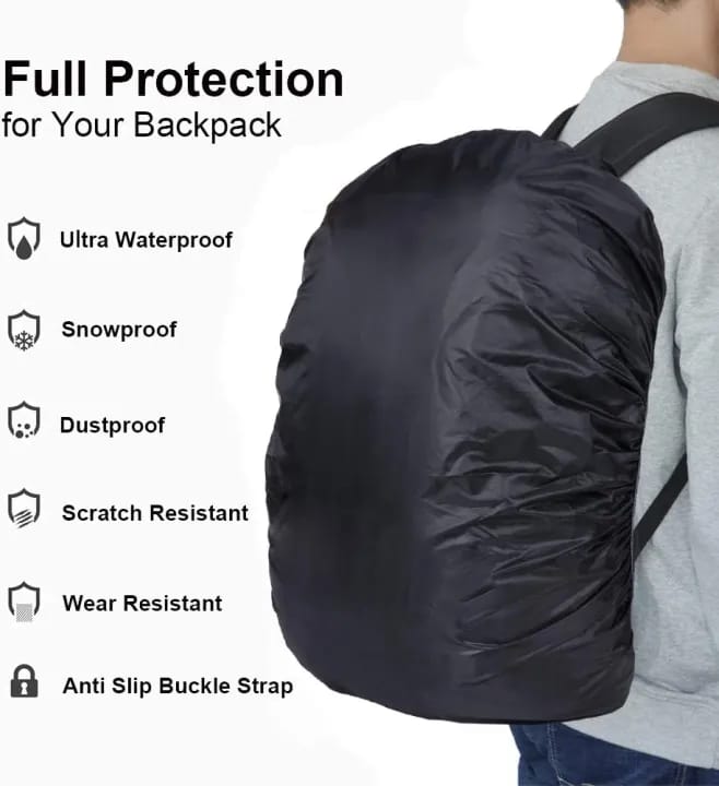 Lightweight Waterproof Backpack Cover Rain Dust Protector for Travel Hiking Trekking School Bag