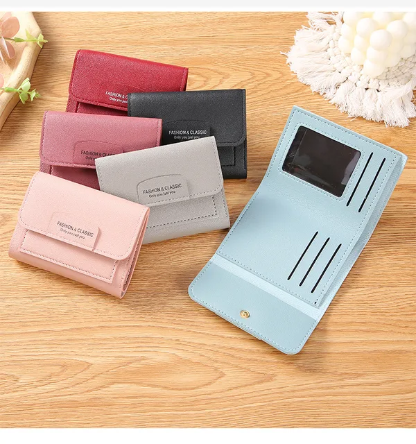 Mini Stylish Wallet for Girls PU Leather Short Card Holder Compact Design