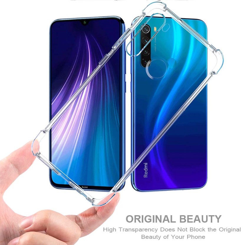 Xiaomi Redmi Note 8 Soft TPU Transparent Case, Shockproof Back Cover with Camera Protection, Slim Design