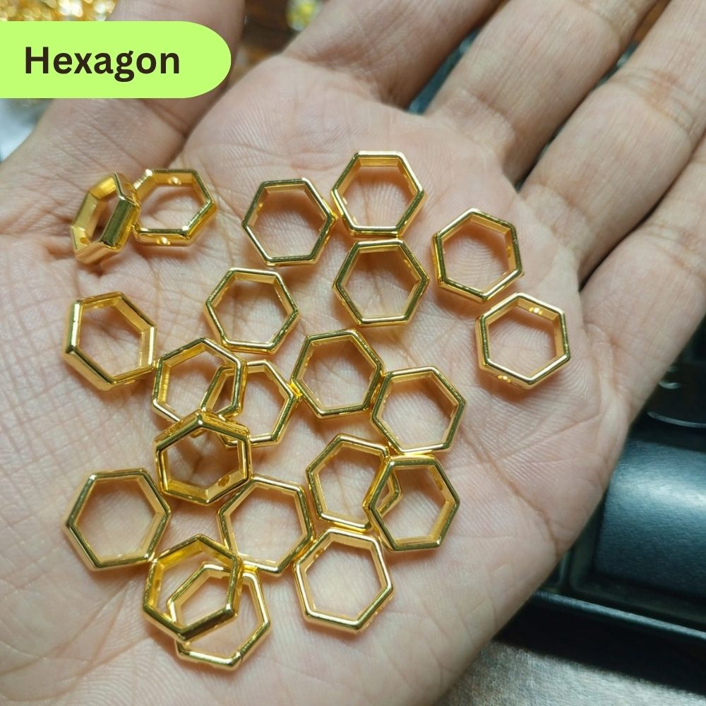 50 Pcs Hollow Spacer Beads Shape Plastic Charms For Bracelet Making Jewlery Making DIY Kids Jewlery Making Charms Beads Hollow Ring Spacer Plastic Beads For Jewelery Making Jewellery Making Beads Golden By SAMS Arts online in pakistan wholesale Price
