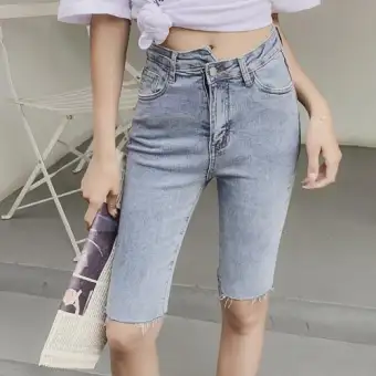 jean biker shorts women's