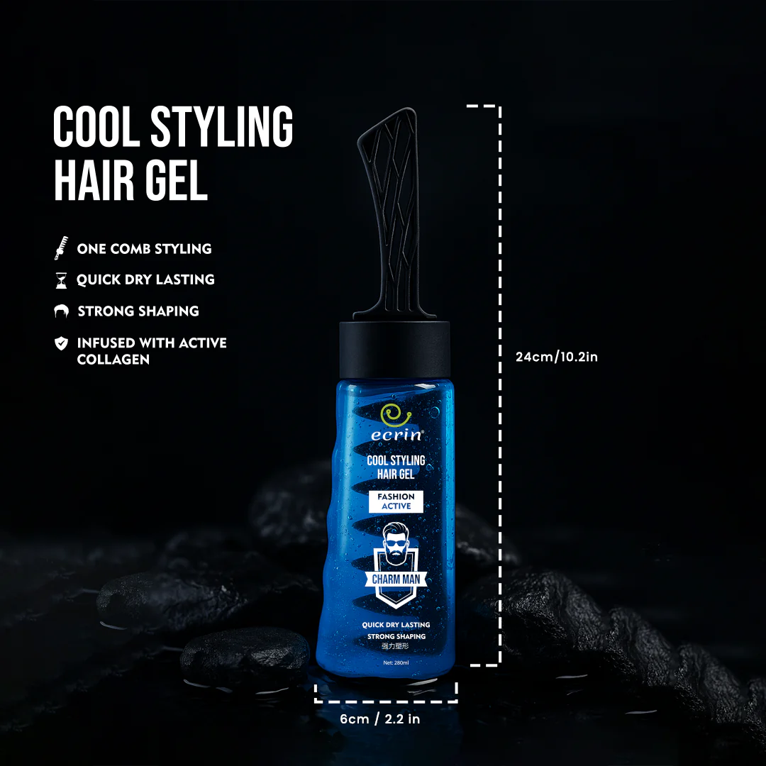 ECRIN COOL STYLING HAIR GEL WITH ACTIVE COLLAGEN - 280ml - For Men - Hair Styling for Men