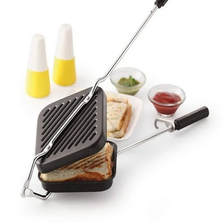 Non Stick gas Toaster , Sandwich Maker Panini Press Grill Pan - Double  Sided Coated Grill Cheese Sandwich Maker for Stovetop Top - Non-Stick  Aluminum Flip Pan