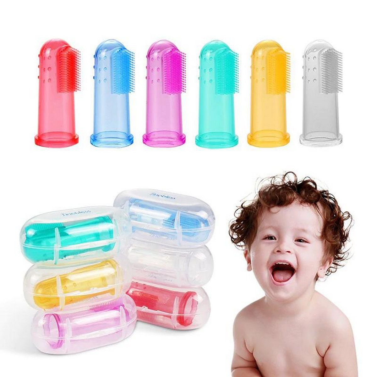 PACK OF 2 - Soft Finger Toothbrush Silicon Baby Tongue Brush Teeth Brush