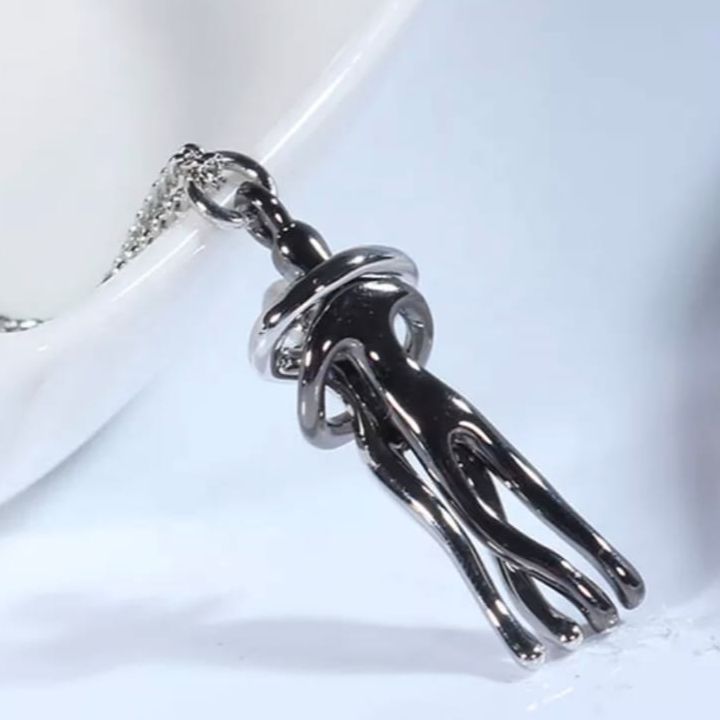 Love hug Black & Silver Chain Necklace Jewelry For Girls / Women