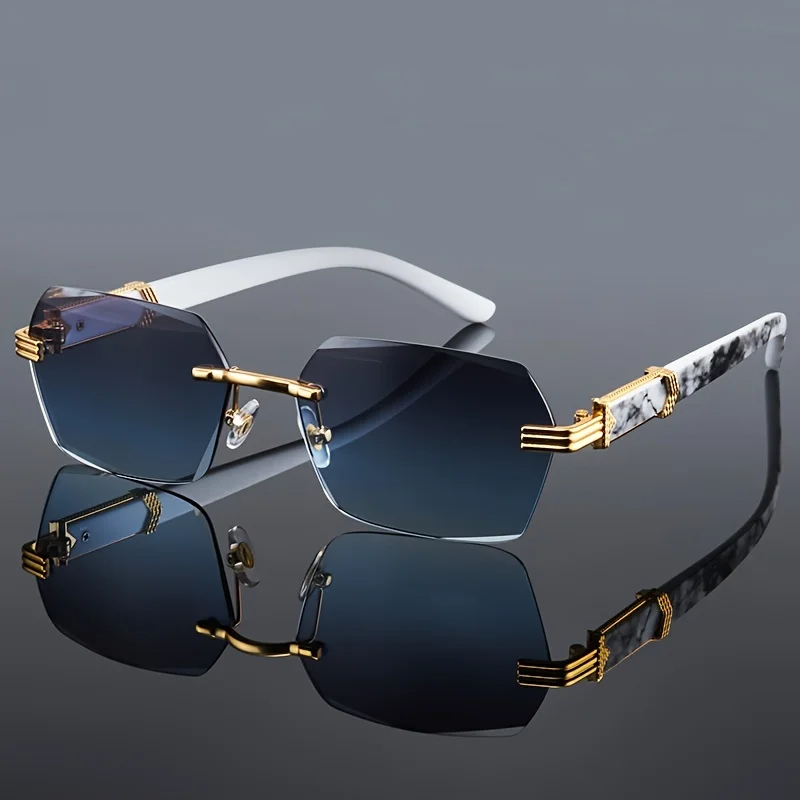 Eldorado New Rimless Sunglasses Rectangle Fashion Popular Women Men Shades Small Square Sun Glasses For Female Male Summer Traveling Oculos