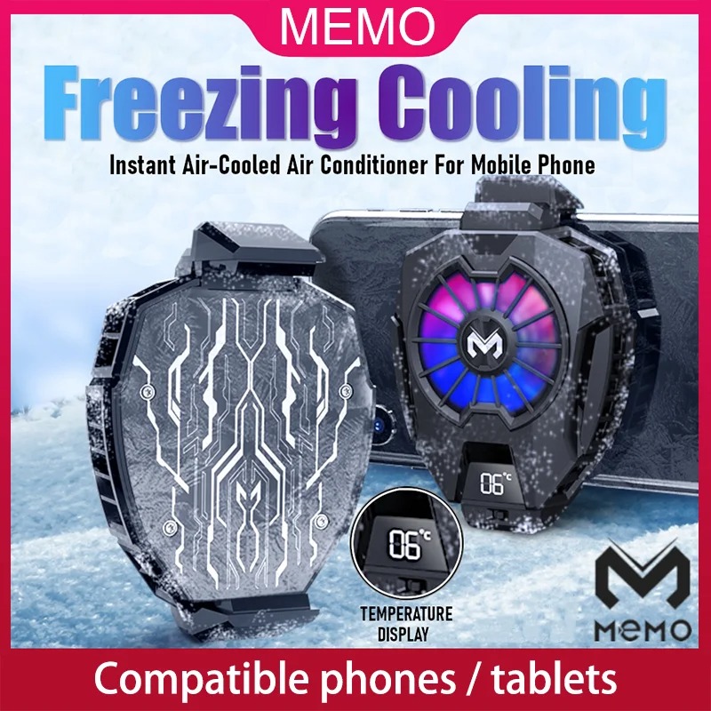 MEMO Dl05 | DL06 Phone Radiator Mobile Cooling Fan Game Cooler System - Gaming Fan For PUBG Phone Cooler , FREEFIRE - Gaming Case Cold Wind Handle Fan Cool Heat Sink Semiconductor - Adjustable Light Gamepad Holder