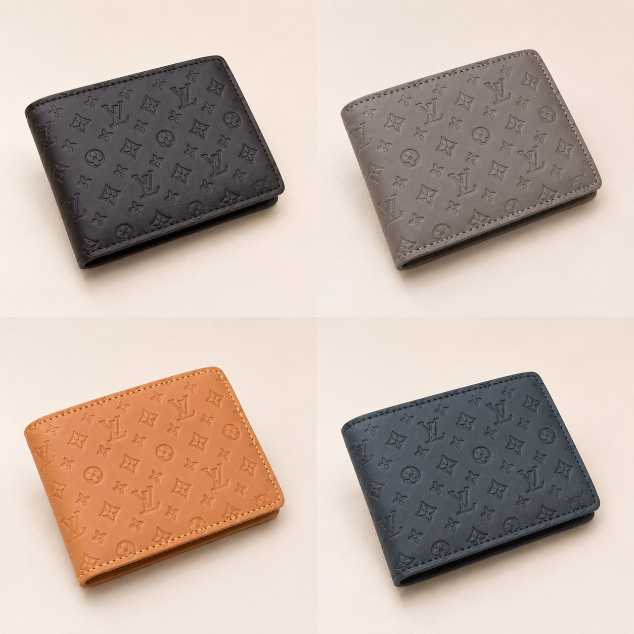 Premium Leather Men Wallet Stylish Bifold Wallet Card Holder Slim Design Durable Stitching Multiple Compartments Cash & Card Organizer Gift for Men Brown Grey Black Blue Pakistan Best Price